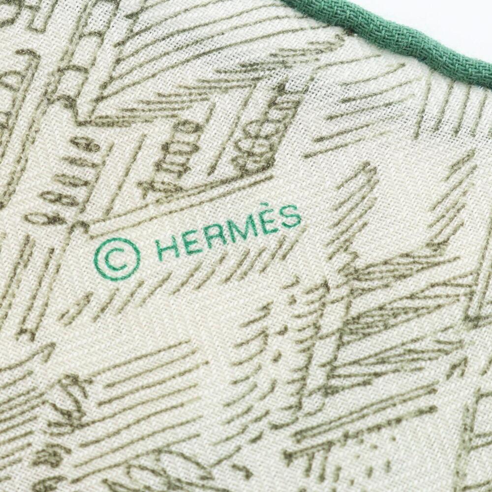 Hermes Carre Geant 140 LA NOUVELLE CITE CAVALIERE Vert Vif Khaki Scarf Muffle... - Picture 3 of 5